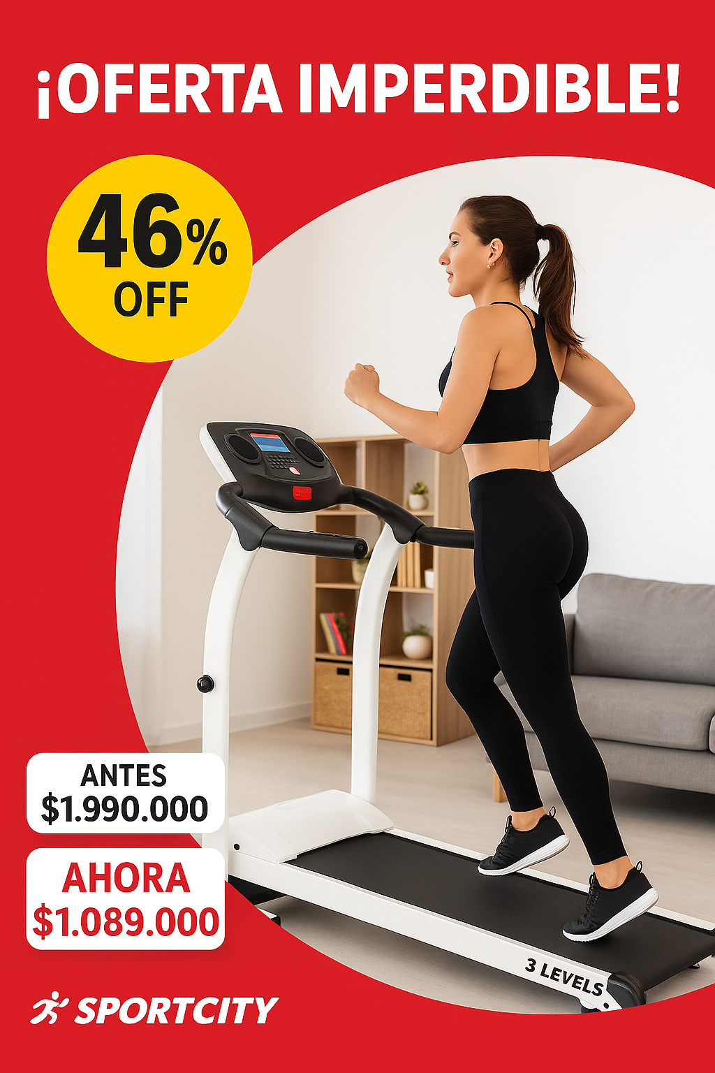 Banda Caminadora Trotadora Eléctrica Plegable 12 KM Velocidad potencia 1.5hp