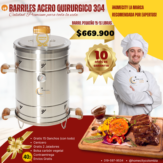 Barril  Pequeño Acero 304 de 15 a 18 libras Practico capacidad Oferta