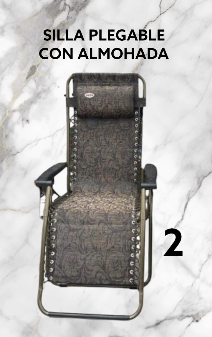 SILLA PLEGABLE DE HIERRO PORTATIL Y LIGERA , REFORZADA DE LUJO , CON ALMOHADA