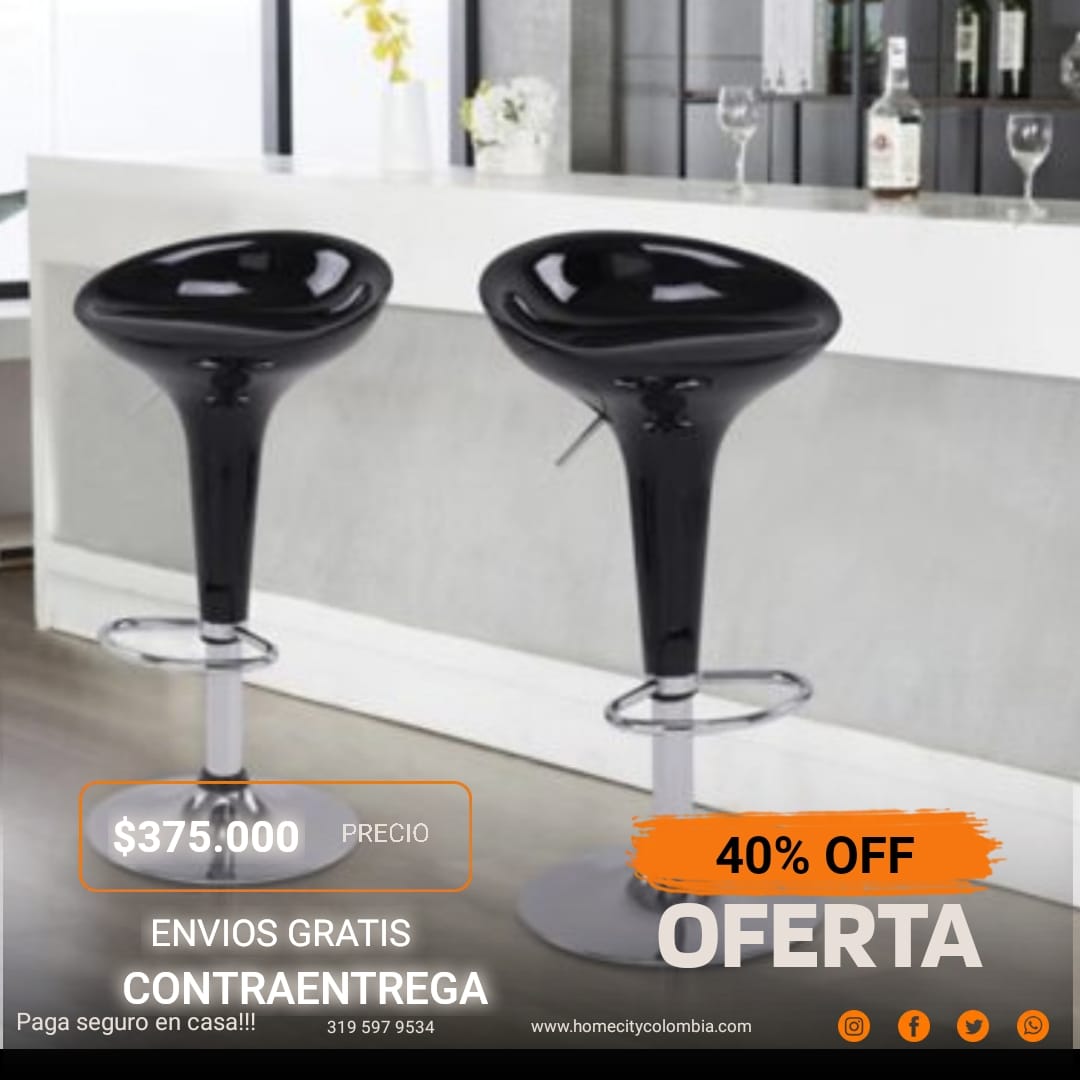 Silla Bar Combo x 2 unidades color negro