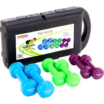 Kit X 6 Mancuernas Pesas 10 Kilos Ejercicio + Maletín organizador