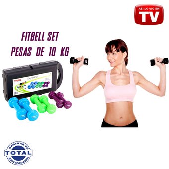 Kit X 6 Mancuernas Pesas 10 Kilos Ejercicio + Maletín organizador