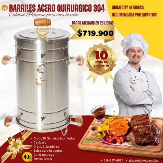 Barril Mediano Acero 304 de 20-28 libras  Oferta