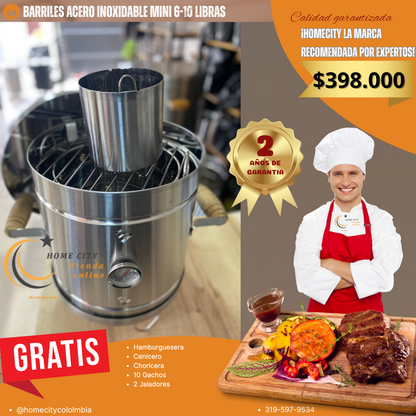 Barril Mini Expres para 10 personas Para Asados Oferta ACERO INOXIDABLE