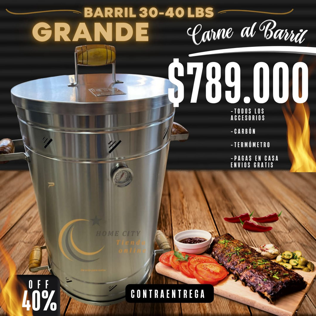 Barril Grande 30 A 40 APROX. libras Gratis Gancho de pollo+ Garra de Oso y Carbon hoy oferta