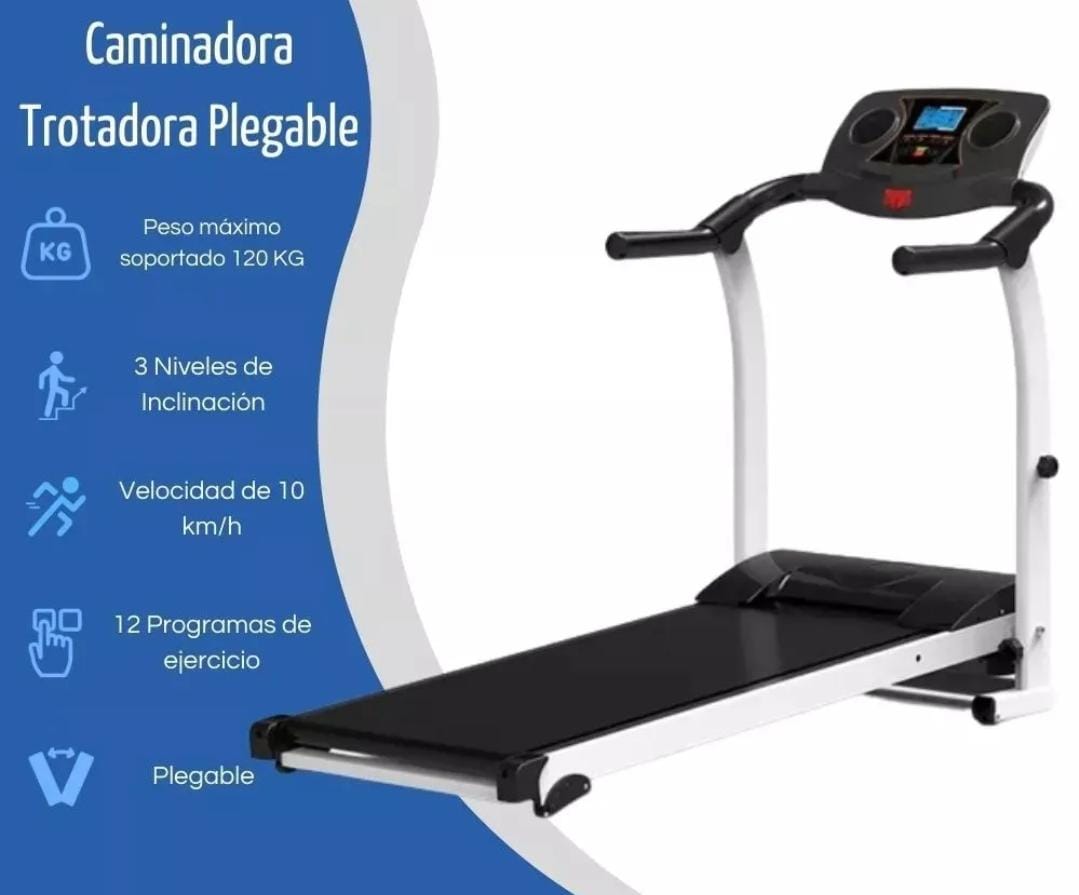 Banda Caminadora Trotadora Eléctrica Plegable 12 KM Velocidad potencia 1.5hp