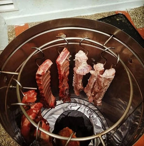 Barril Grande Acero 304 Ahumador Asador Grande Practico 30 A 40 APROX. libras Gratis 15 ganchos