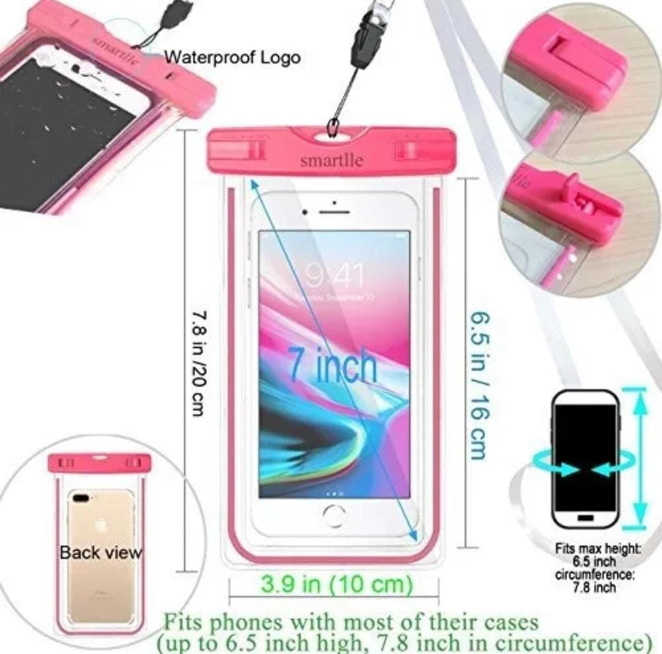 Funda para teléfono celular impermeable flotante con Clicks de seguridad y lazo para colgar resistente al agua