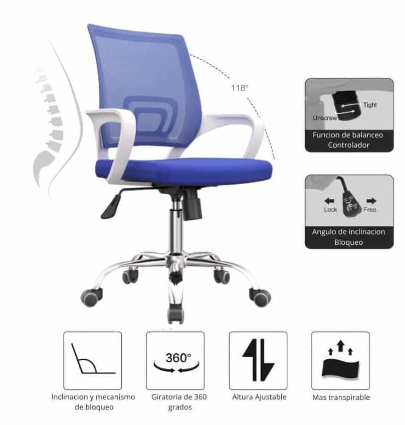 Silla Ergonómica para oficina azul